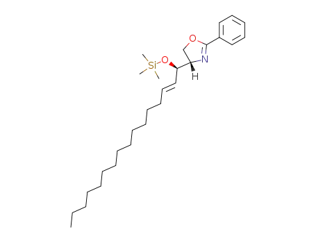 Molecular Structure of 572922-39-5 (Oxazole,
4,5-dihydro-2-phenyl-4-[(1R,2E)-1-[(trimethylsilyl)oxy]-2-hexadecenyl]-,
(4S)-)