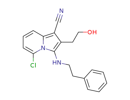 5-chloro-2-(2-hydroxy-ethyl)-3-phenethylamino-indolizine-1-carbonitrile