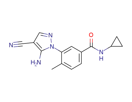 3-(5-amino-4-cyano-pyrazol-1-yl)-N-cyclopropyl-4-methylbenzamide