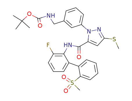 1-[3-(t-butoxycarbonylaminomethyl)phenyl]-5-[(3-fluoro-2'-methylsulfonyl-[1,1']-biphen-4-yl)aminocarbonyl]-3-(methylthio)pyrazole