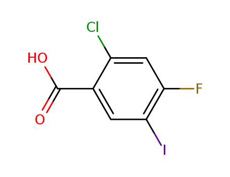 Molecular Structure of 264927-52-8 (2-Chloro-4-fluoro-5-iodo-benzoic acid)