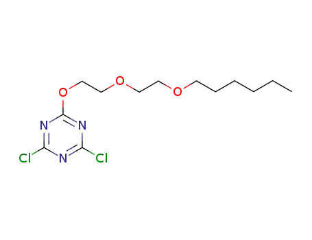 Molecular Structure of 928346-63-8 (1,3,5-Triazine, 2,4-dichloro-6-[2-[2-(hexyloxy)ethoxy]ethoxy]-)