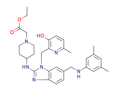 {4-[6-[(3,5-dimethylphenylamino)methyl]-1-(3-hydroxy-6-methylpyridin-2-ylmethyl)-1H-benzoimidazol-2-ylamino]piperidin-1-yl}acetic acid ethyl ester