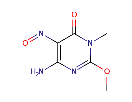 Molecular Structure of 75482-16-5 (4(3H)-Pyrimidinone, 6-amino-2-methoxy-3-methyl-5-nitroso-)