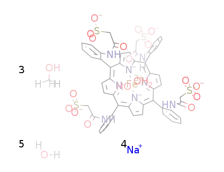 sodium 5α,10β,15α,20β-tetrakis(2-(sulfonatoacetamido)phenyl)porphyrinatoiron(III) hydroxide hexahydrate*3(methanol)