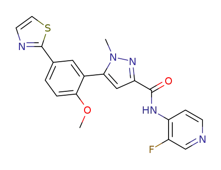 N-(3-fluoro-pyridin-4-yl)-5-(2-methoxy-5-thiazol-2-yl-phenyl)-1-methyl-1H-pyrazole-3-carboxylic acid amide