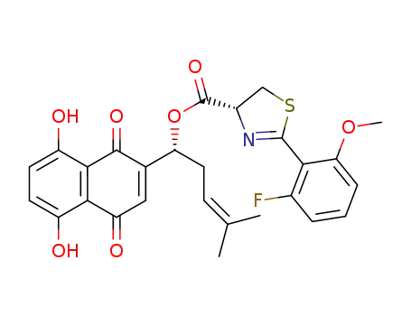 (4R)-1-(5,8-dihydroxy-1,4-dioxo-1,4-dihydronaphthalen-2-yl)-4-methylpent-3-en-1-yl 2-(2-fluoro-6-methoxyphenyl)-4,5-dihydrothiazole-4-carboxylate