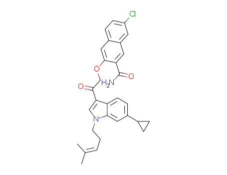 7-chloro-3-(2-(6-cyclopropyl-1-(4-methylpent-3-enyl)-1H-indol-3-yl)-2-oxoethoxy)-2-naphthamide