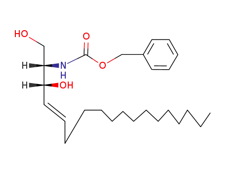 Molecular Structure of 3542-12-9 (Carbamic acid,
[(1S,2R,3E)-2-hydroxy-1-(hydroxymethyl)-3-heptadecenyl]-,
phenylmethyl ester)