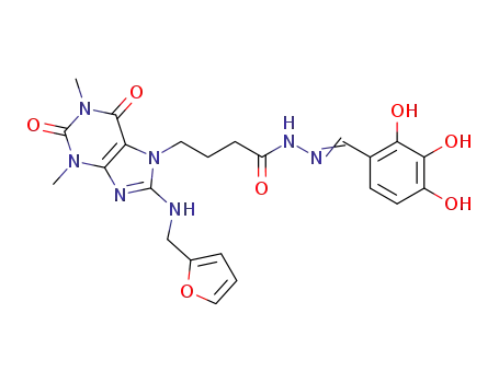 4-(8-((furan-2-ylmethyl)amino)-1,3-dimethyl-2,6-dioxo-2,3,6,7-tetrahydro-1H-purin-7-yl)-N'-(2,3,4-trihydroxybenzylidene)butanehydrazide