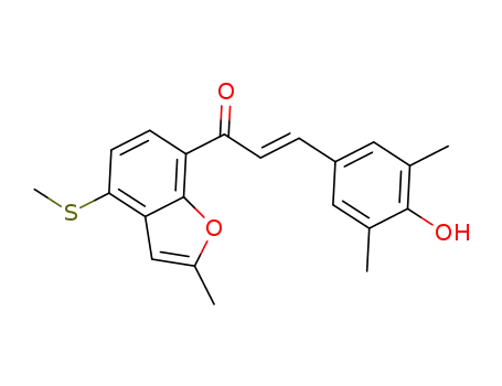 (E)-3-(4-hydroxy-3,5-dimethylphenyl)-1-(2-methyl-4-(methylthio)benzofuran-7-yl)prop-2-en-1-one