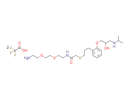 N-(2-(2-(2-aminoethoxy)ethoxy)ethyl)-2-((3-(2-(2-hydroxy-3-(isopropylamino)propoxy)phenyl)propyl)thio)acetamide bis-2,2,2-trifluoroacetate