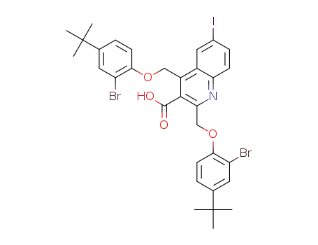 2,4‑bis((2‑bromo‑4‑(tert‑butyl)phenoxy)methyl)‑6‑iodoquinoline‑3‑carboxylic acid