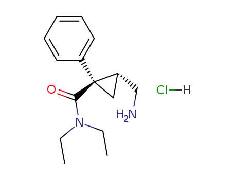 Molecular Structure of 105310-47-2 ((E)-2-(Aminomethyl)-N,N-diethyl-1-phenylcyclopropanecarboxamide hydrochloride)