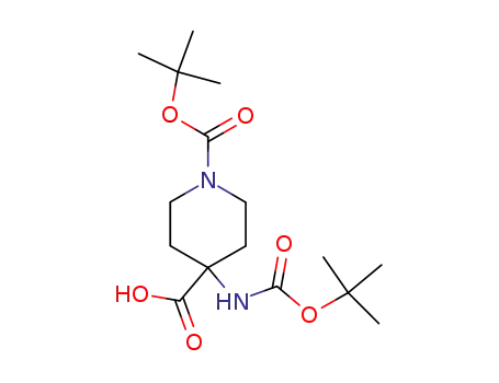 Molecular Structure of 189321-65-1 (4-TERT-BUTOXYCARBONYLAMINO-PIPERIDINE-1,4-DICARBOXYLIC ACID MONO-TERT-BUTYL ESTER)