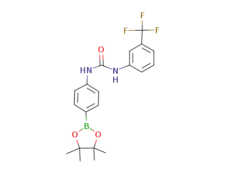 Molecular Structure of 796967-48-1 (Urea,
N-[4-(4,4,5,5-tetramethyl-1,3,2-dioxaborolan-2-yl)phenyl]-N'-[3-(trifluoro
methyl)phenyl]-)