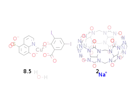 [Na2(cucurbituril)(H2O)2][copper(II)(3,5-diiodosalicylate)(8-hydroxyquinoline-5-sulfonate)]/water (1/6.5)