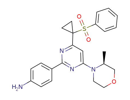 4-[4-[1-(benzenesulfonyl)cyclopropyl]-6-[(3S)-3-methylmorpholin-4-yl]pyrimidin-2-yl]aniline