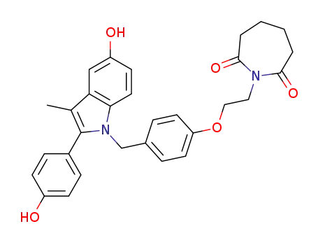 1-(2-{4-[5-Hydroxy-2-(4-hydroxy-phenyl)-3-methyl-indol-1-ylmethyl]-phenoxy}-ethyl)-azepane-2,7-dione