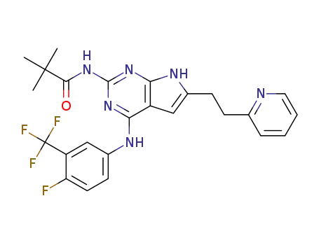 N-{4-[(3-trifluoromethyl,4-fluorophenyl)amino]-6-(2-pyridin-2-yl-ethyl)-7H-pyrrolo[2,3-d]pyrimidin-2-yl}-2,2-dimethylpropanamide