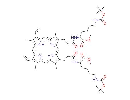 dimethyl (2S,2'S)-2,2'-{[2,7,12,18-tetramethyl-3,8-divinylporphyrin-13,17-diyl]bis[(1-oxopropane-3,1-diyl)imino]}bis{6[(tert-butoxycarbonyl)amino]hexanoate}