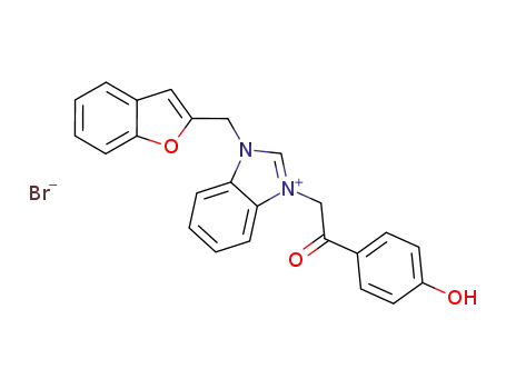 1-((benzofuran-2-yl)methyl)-3-(2-(4-hydroxyphenyl)-2-oxoethyl)-1H-benzo[d]imidazol-3-ium bromide