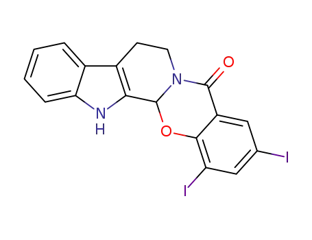1,3-diiodo-7,8,13,13b-tetrahydro-5H-benzo[5',6'][1,3]oxazino[3',2':1,2]pyrido[3,4-b]indol-5-one