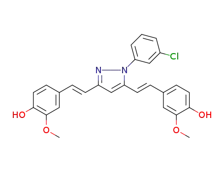 4,4′-((1E,1’E)-2,2′-(1-(3-chlorophenyl)-1H-pyrazole-3,5-diyl)bis(ethene-2,1-diyl))bis(2-methoxyphenol)
