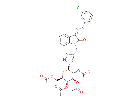 (Z)-3-{2-(3-chlorophenyl)hydrazono}-1-[{1′-(2′′,3′′,4′′,6′′-tetra-O-acetyl-β-D-galactopyranosyl)-1′H-1′,2′,3′-triazol-4′-yl}methyl]indoline-2,3-dione