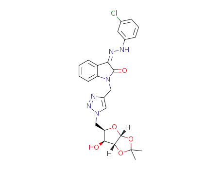(Z)-3-{2-(3-chlorophenyl)hydrazono}-1-[{1′-(5′′-deoxy-1′′,2′′-O-isopropylidene-α-D-xylofuranos-5′′-yl)-1′H-1′,2′,3′-triazol-4′-yl}methyl]indoline-2,3-dione