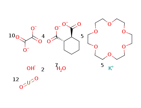 [(uranyl)10(potassium)5(rac-trans-1,2-cyclohexanedicarboxylate)4(oxalate)10(18-crown-6)5(OH)(H2O)3] tetrahydrate