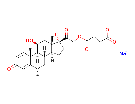 Pregna-1,4-diene-3,20-dione,21-(3-carboxy-1-oxopropoxy)-11,17-dihydroxy-6-methyl-, monosodium salt, (6a,11b)-(2375-03-3)