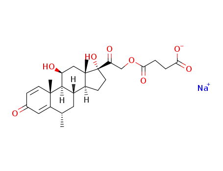 Pregna-1,4-diene-3,20-dione,21-(3-carboxy-1-oxopropoxy)-11,17-dihydroxy-6-methyl-, monosodiumsalt, (6a,11b)-