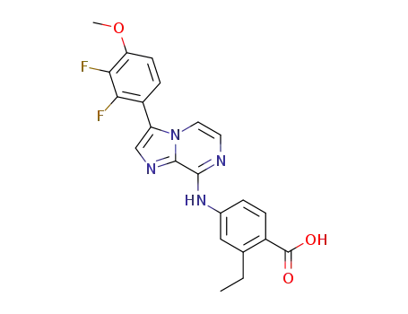 4-((3-(2,3-difluoro-4-methoxyphenyl)imidazo[1,2-a]pyrazin-8-yl)amino)-2-ethylbenzoic acid