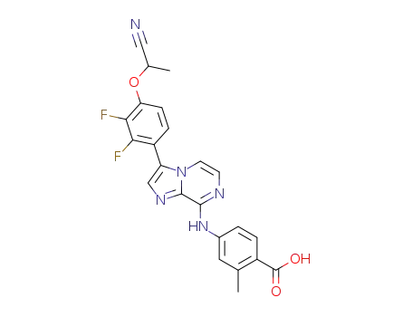 4-((3-(4-(1-cyanoethoxyl)-2,3-difluorophenyl)imidazo[1,2-a]pyrazin-8-yl)amino)-2-methylbenzoic acid
