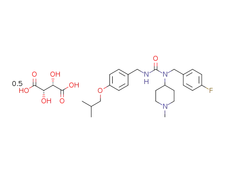 N-(4-fluorobenzyl)-N-(1-methylpiperidin-4-yl)-N'-(4-(2-methylpropoxy)phenylmethyl)urea hemi-tartrate