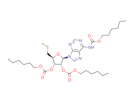 N-(hexoxycarbonyl)-2′,3′-bis(hexylcarbonate)-5′-methylthioadenosine