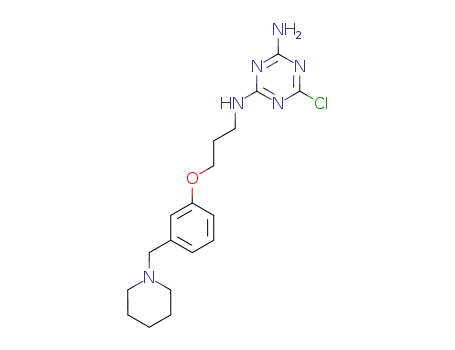 Molecular Structure of 106661-79-4 (1,3,5-Triazine-2,4-diamine,
6-chloro-N-[3-[3-(1-piperidinylmethyl)phenoxy]propyl]-)