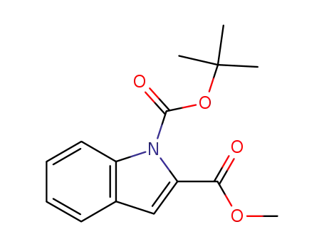 Molecular Structure of 163229-48-9 (1-(TERT-BUTYL) 2-METHYL 1H-INDOLE-1,2-DICARBOXYLATE)