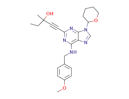 (3RS)-1-[6-(4-methoxybenzylamino)-9-(tetrahydropyran-2-yl)-9H-purin-2-yl]-3-methyl-pent-1-yn-3-ol