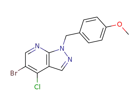 Molecular Structure of 370866-02-7 (1H-Pyrazolo[3,4-b]pyridine,
5-bromo-4-chloro-1-[(4-methoxyphenyl)methyl]-)