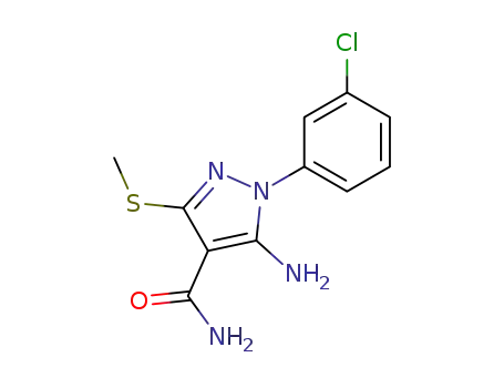 5-amino-4-carboxamido-1-(3-chlorophenyl)-3-(methylthio)pyrazole