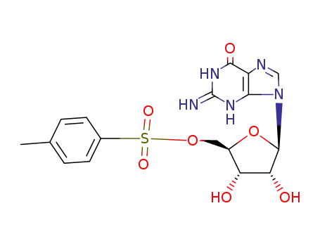 Molecular Structure of 39947-33-6 (2-amino-9-{5-O-[(4-methylphenyl)sulfonyl]pentofuranosyl}-3,9-dihydro-6H-purin-6-one)