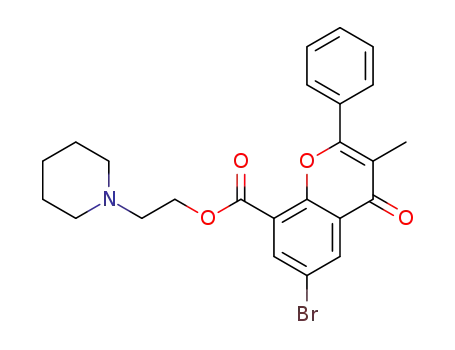 Molecular Structure of 91849-12-6 (4H-1-Benzopyran-8-carboxylic acid, 6-bromo-3-methyl-4-oxo-2-phenyl-,
2-(1-piperidinyl)ethyl ester)