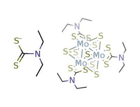 tris(diethyldithiocarbamato-S,S')tris(μ2-η(2)-disulfido)(μ3-sulfido)trimolybdenum(IV)(3 Mo-Mo) diethyldithiocarbamate