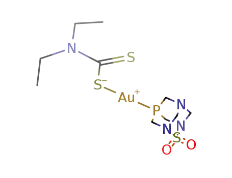 [Au(diethyldithiocarbamate)(2-thia-1,3,5-triaza-7-phosphaadamantane-2,2-dioxide)]