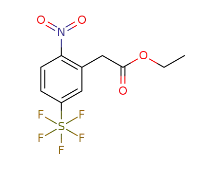 Molecular Structure of 1309569-23-0 (Ethyl (2-nitro-5-(pentafluorosulfanyl)phenyl) acetate)