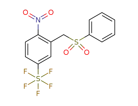 Molecular Structure of 1309569-14-9 (1-Nitro-2-benzenesulfoxylmethyl-4-(pentafluorosulfanyl)benzene)