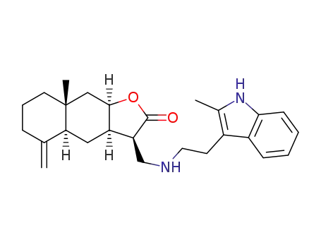 (11R)-13-(2-methyltryptamino)-11,13-dihydroisoalantolactone ((3R,3aR,4aR,8aR,9aR)-3-{[2-(2-methyl-1H-indol-3-yl)ethylamino]methyl}-8a-methyl-5-methylidenedecahydronaphtho[2,3-b]furan-2-one)