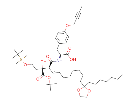 tert-butyl (E)-(2S,3S)-2-[2-(tert-butyl-dimethyl-silanyloxy)-ethyl]-3-[(S)-2-(4-but-2-ynyloxy-phenyl)-1-carboxy-ethylcarbamoyl]-11-(2-heptyl-[1,3]dioxolan-2-yl)-2-hydroxy-undec-4-enoate